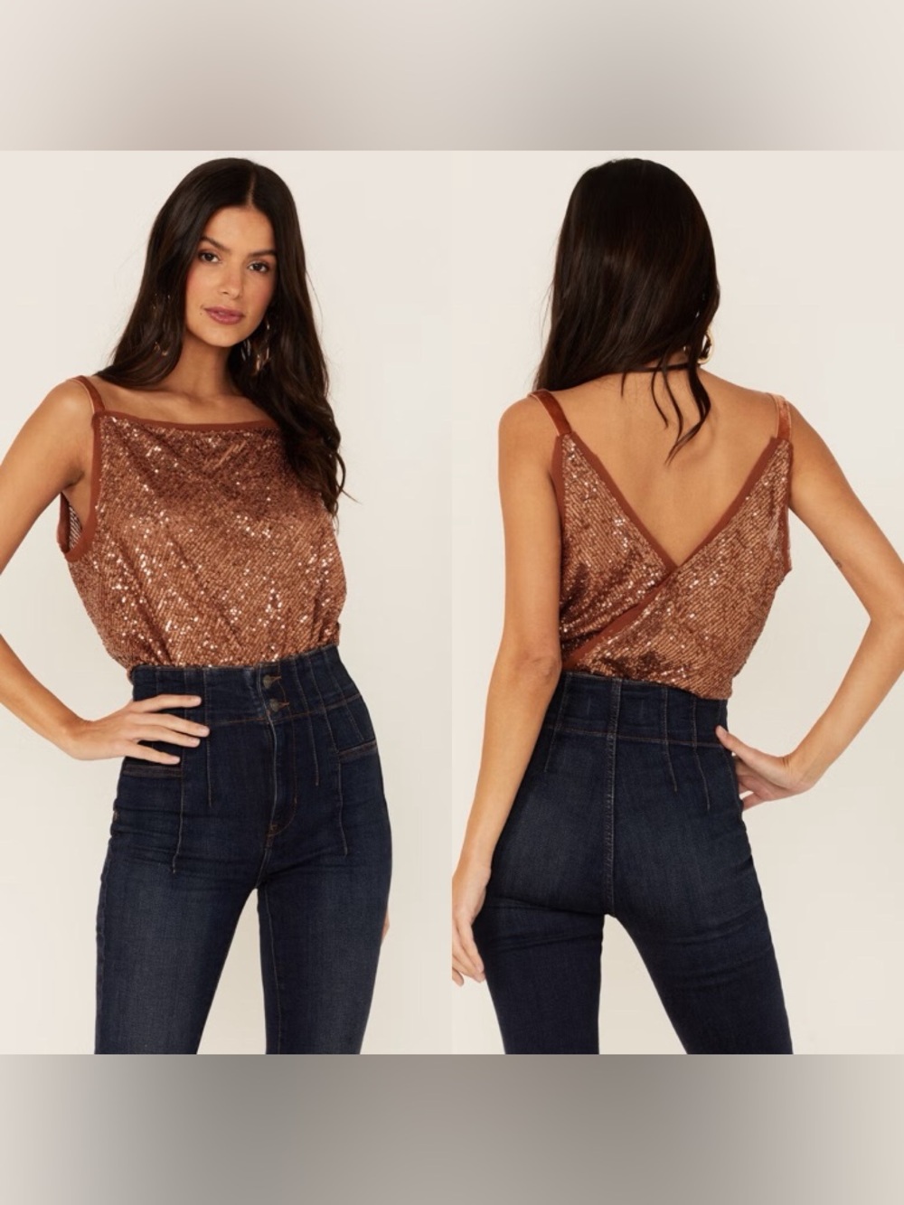 FREE PEOPLE WOMEN'S SHIMMER & SHINE SEQUINS BODYSUIT